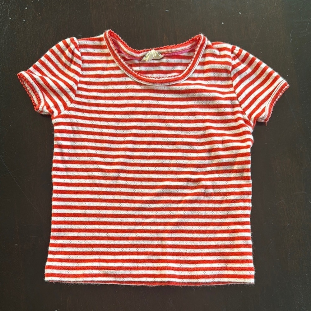 Mini Boden Vibrant Red and White Short Sleeve Tee